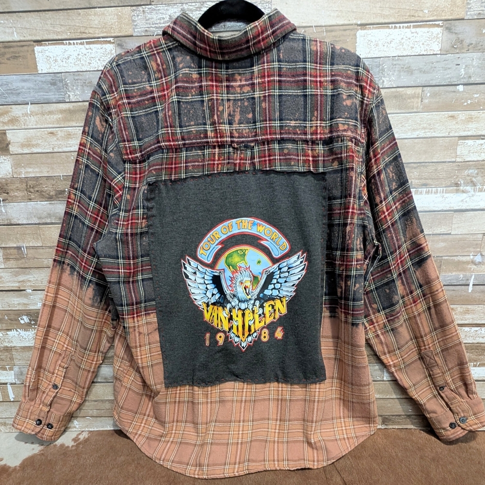 Van Halen Tour of the World 1984 Upcycled Flannel Shirt